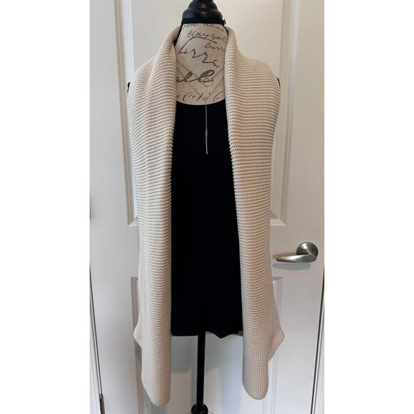 Gap Women's sz M Chunky Knit 100% Cotton Vest Sweater Cream Cozy Fall Warm BOHO - Picture 2 of 9